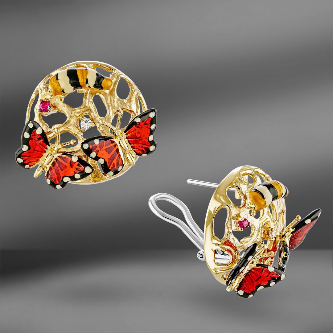 продажа Золотые серьги Roberto Bravo Monarch Butterfly в салоне «Emporium Gold»