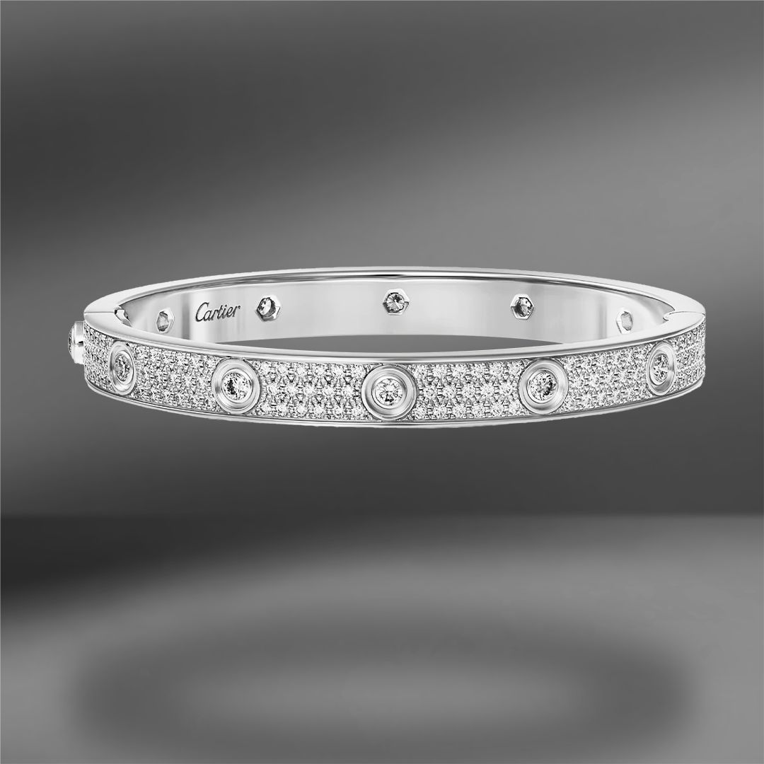 продажа Золотой браслет с бриллиантами в стиле Cartier Love в салоне «Emporium Gold»