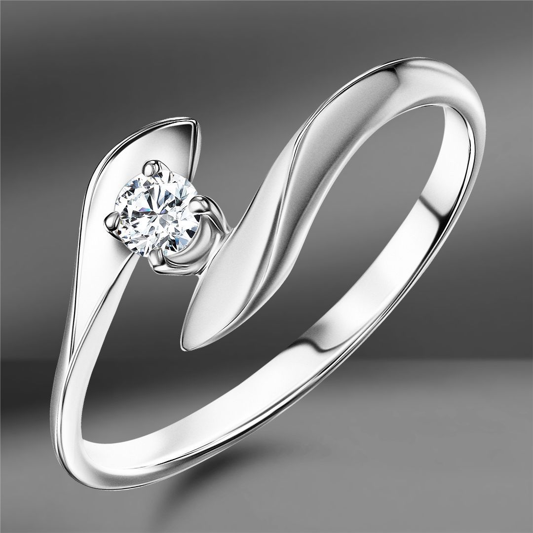 Золотое кольцо с бриллиантом 0.11 Ct (Eu 54)