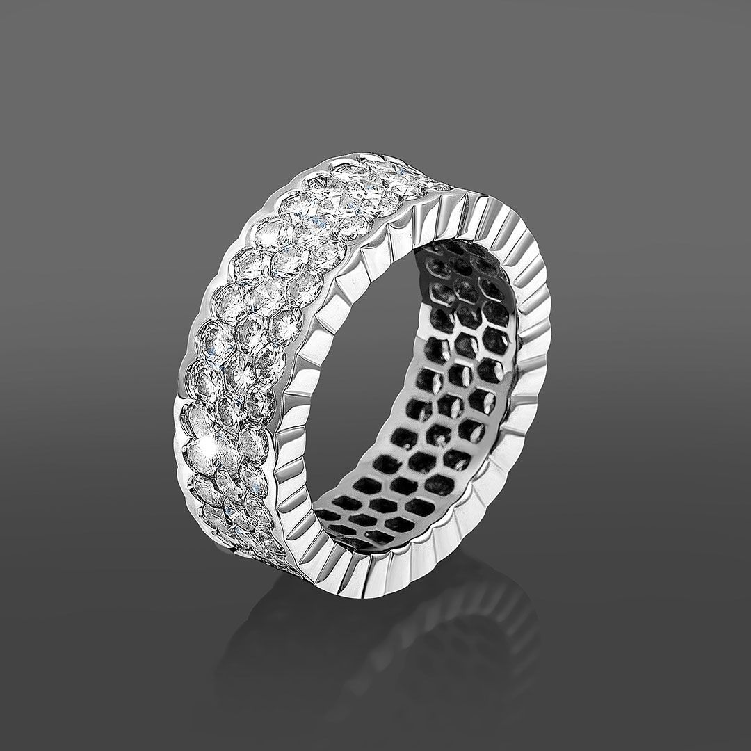 Золотое кольцо Hexagon с бриллиантами 3.80Ct