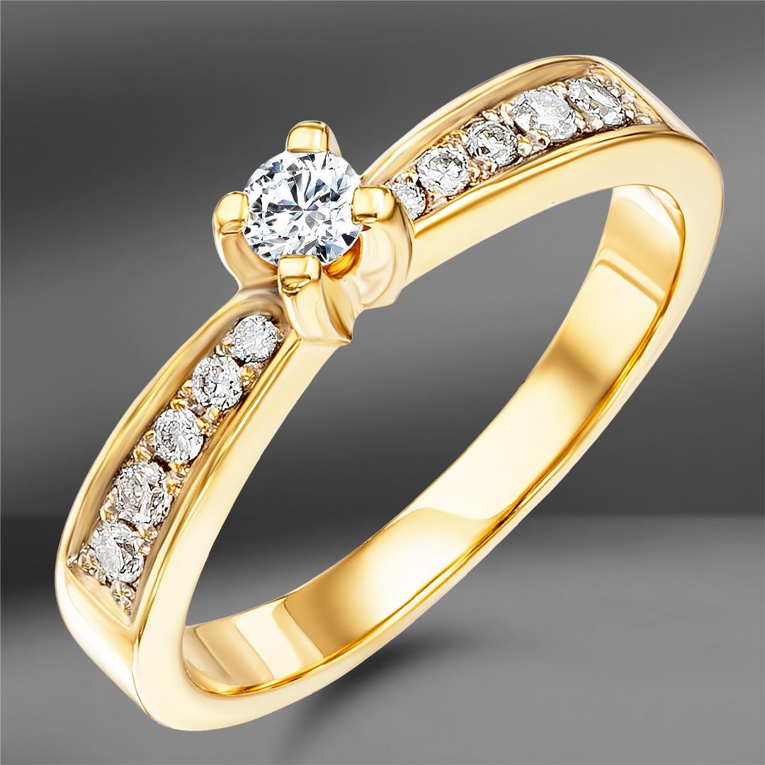 Золотое кольцо с бриллиантами 0.26Ct Size 53