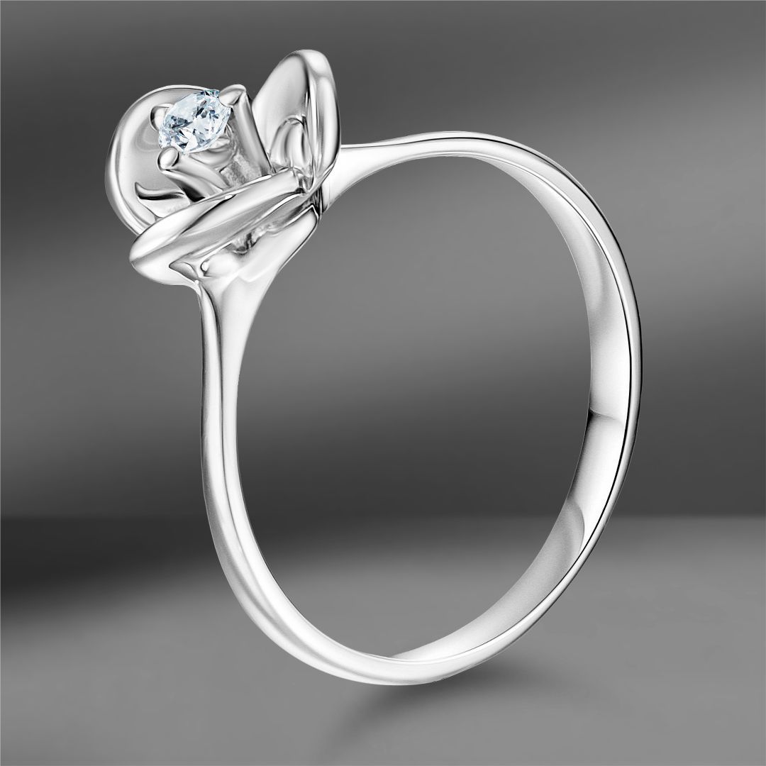 Золотое кольцо с бриллиантом 0.08 Ct