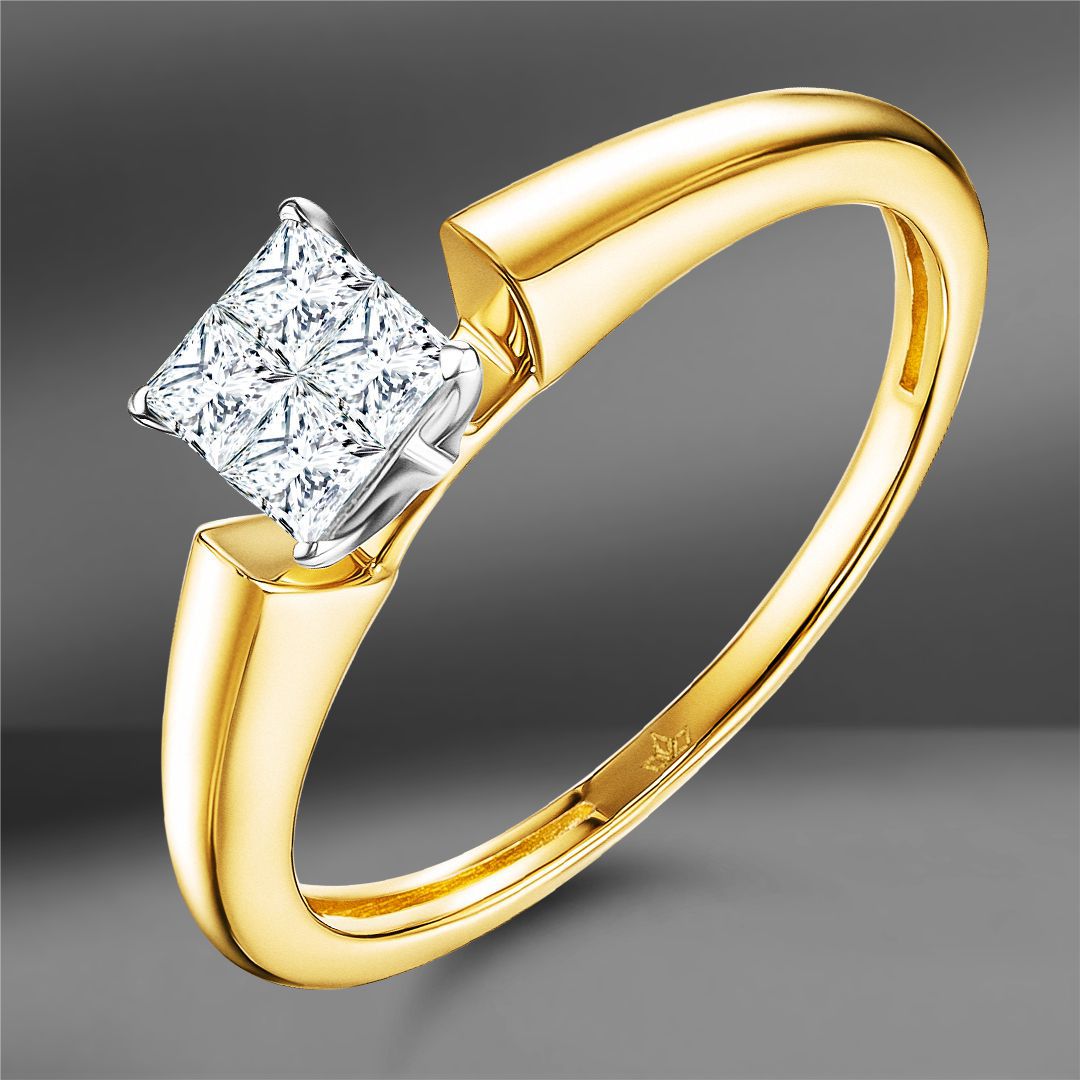 Золотое кольцо с бриллиантами 0.21 Ct Size 49