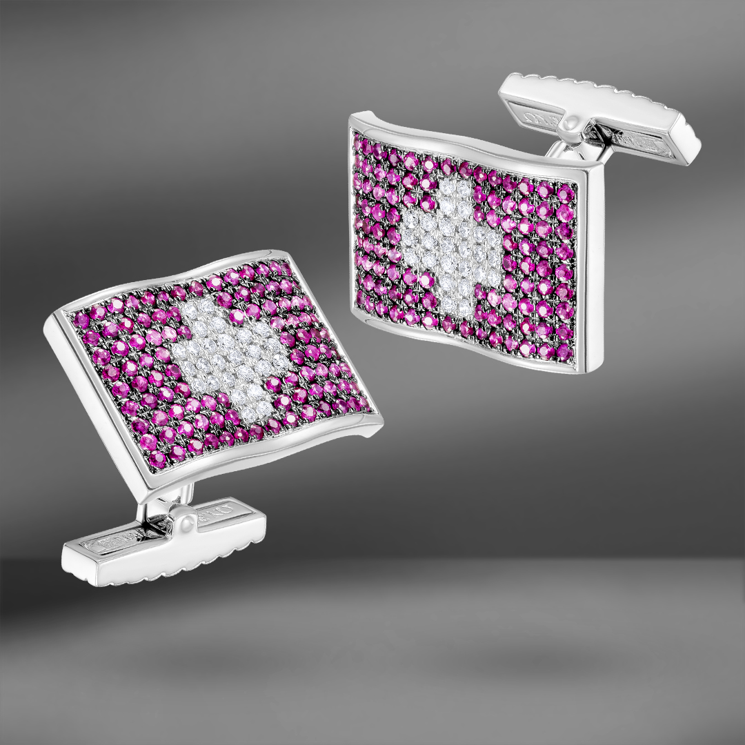 продажа Золотые запонки с рубинами и бриллиантами в салоне «Emporium Gold»