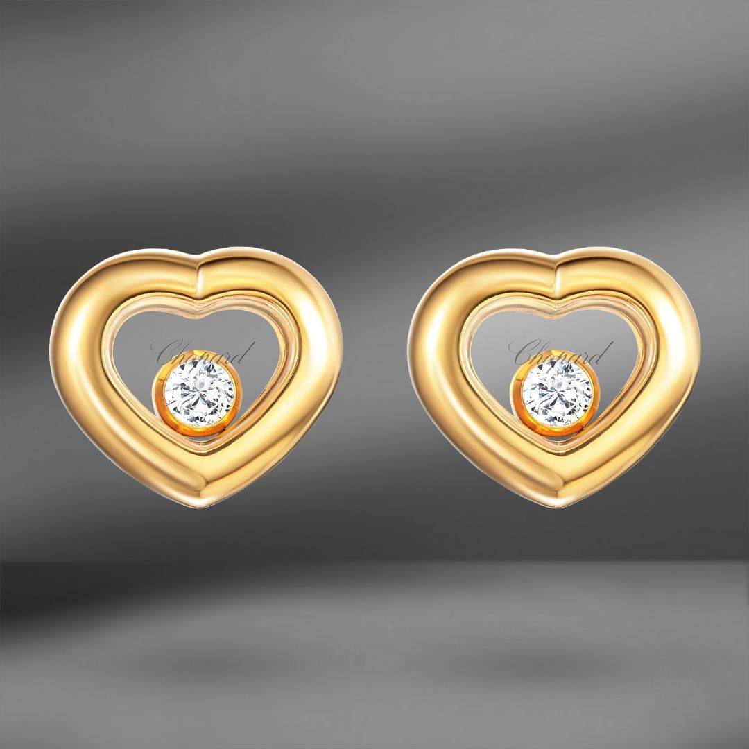 Золотые серьги Chopard Happy Heart 0.11 Ct