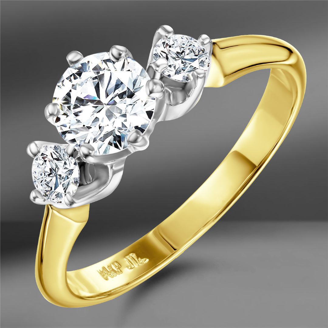 Золотое кольцо с бриллиантами 0.93 Ct