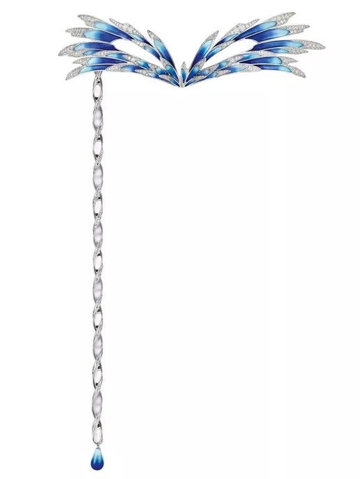 Трансформируемая тиара Aigrette с бриллиантовым паве и сапфиром Мадагаскара