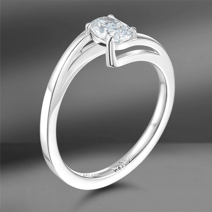 Золотое кольцо Emporium Gold с бриллиантом овальной огранки 0.50 Ct