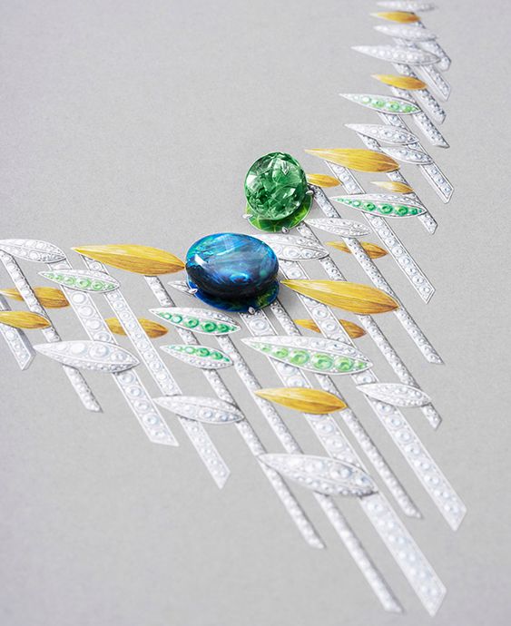 Эскизы украшений для капсульной коллекции Chaumet Bamboo