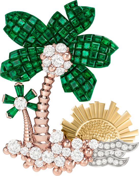 Броши из коллекции Van Cleef & Arpels Treasure Island: Pirate John, Hispaniola и Palmier Mystérieux со съемными элементами