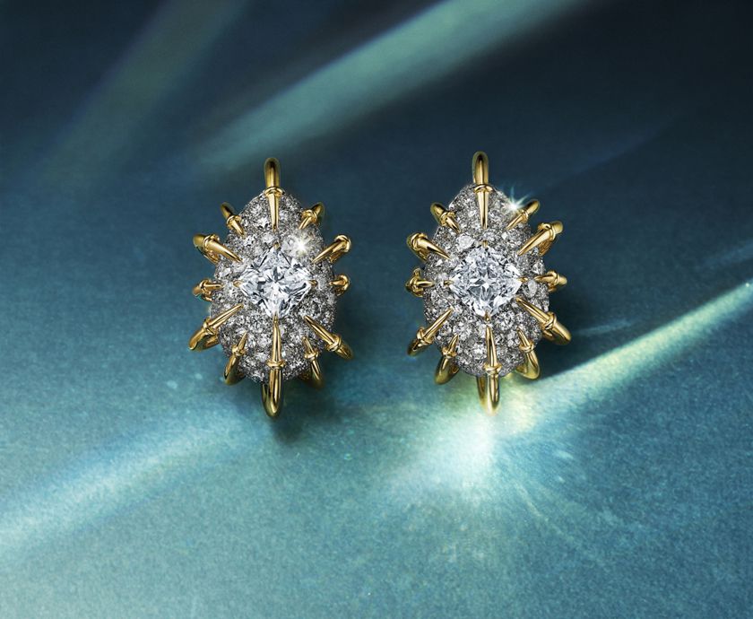 Колье и кольцо Wings из коллекции Tiffany & Co. Blue Book 2024 Céleste, серьги Constellation с бриллиантами, сапфирами и лунным камнем, серьги Apollo с белыми и желтыми бриллиантами