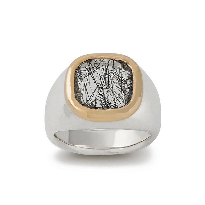 Турмалинированный кварц и кольцо Frederick Grove из стерлингового серебра и желтого золота с турмалинированным кварцем