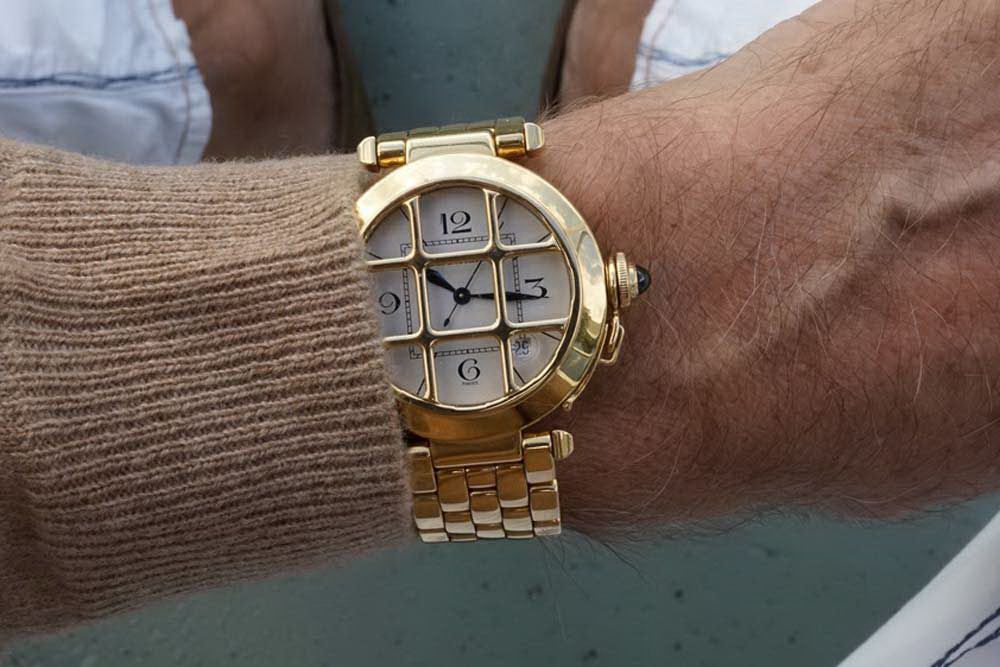 Часы Pasha de Cartier с браслетом Figaro