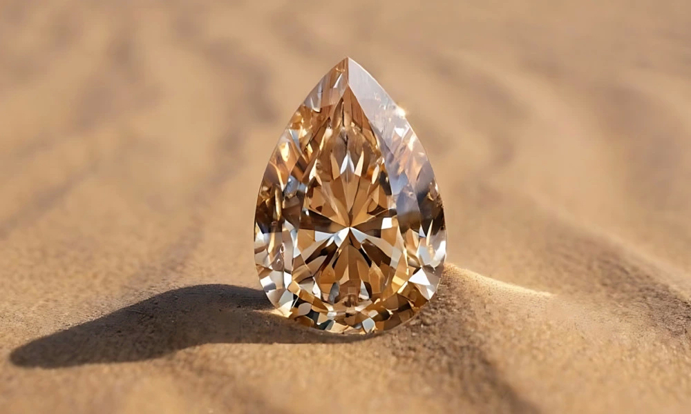 В концепции Desert Diamonds компания De Beers сделала акцент на теплых оттенках бриллиантов: champagne («шампань»), honey («мед»), whiskey («виски»), sunset («закат») и ochre («охра»)