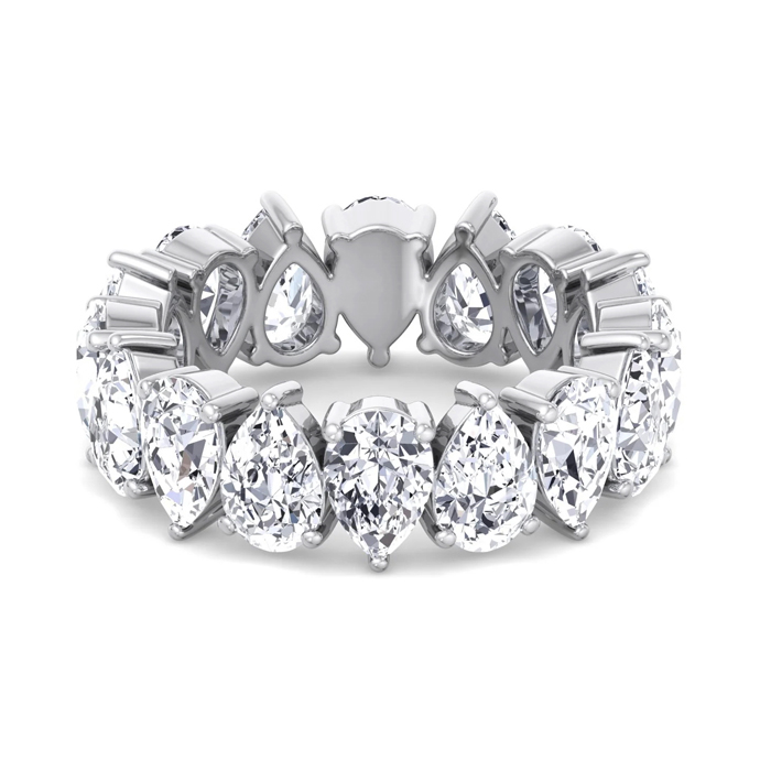 Огранки бриллиантов овал, маркиз, груша и сердце добавляют кольцу вечности динамику, но чувствительны к износу