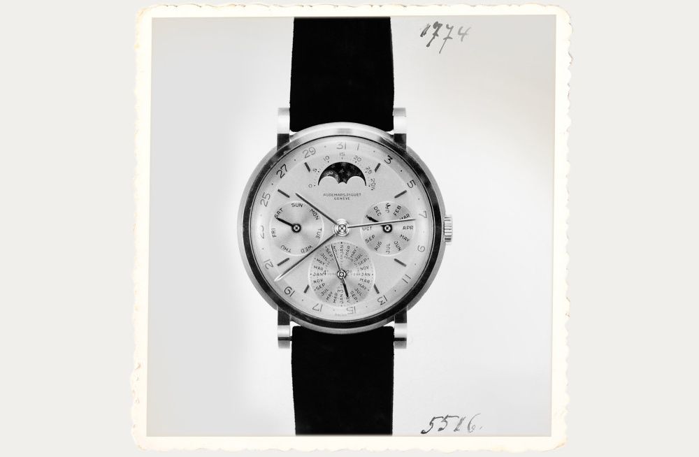 Первые наручные часы Audemars Piguet 5516 с вечным календарем и индикацией високосного года, 1955 год