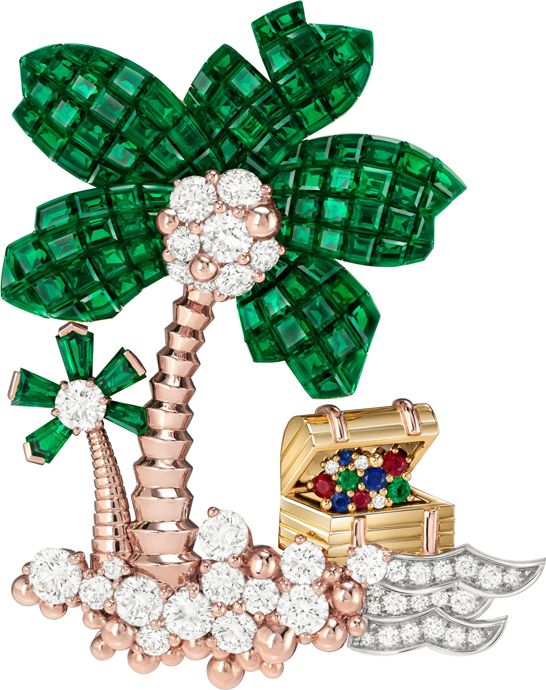 Броши из коллекции Van Cleef & Arpels Treasure Island: Pirate John, Hispaniola и Palmier Mystérieux со съемными элементами