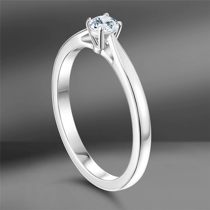 Золотое кольцо-солитер Emporium Gold с бриллиантом 0.15Ct с крапановой закрепкой из четырех зубцов (крапанов) и золотое кольцо с драгоценными камнями Damiani Masterpieces Carmen сложной композиции с разными типами закрепок