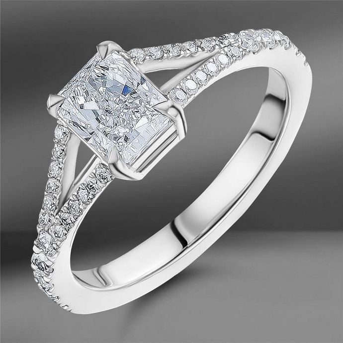 Золотое кольцо Vettore с центральным бриллиантом огранки «радиант» 1.17 Ct