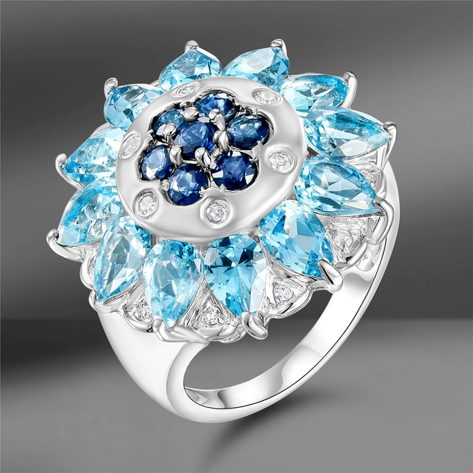 Серьги-пусеты Emporium Gold с бриллиантами для ежедневного ношения, коктейльное кольцо Emporium Gold с топазами, сапфирами и бриллиантами для торжественных случаев, серьги-кольца Emporium Gold для базовой коллекции