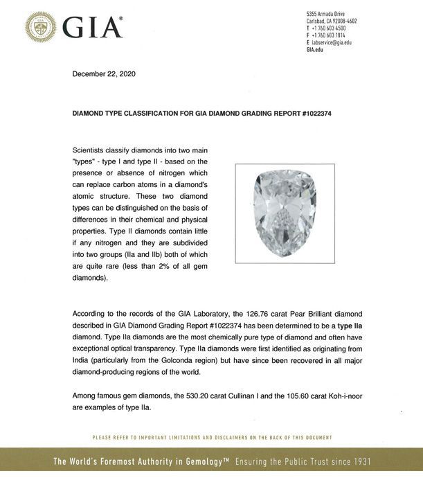 Монография и сертификат Геммологического института Америки (GIA), которые прилагались к бриллианту на аукционе Christie’s