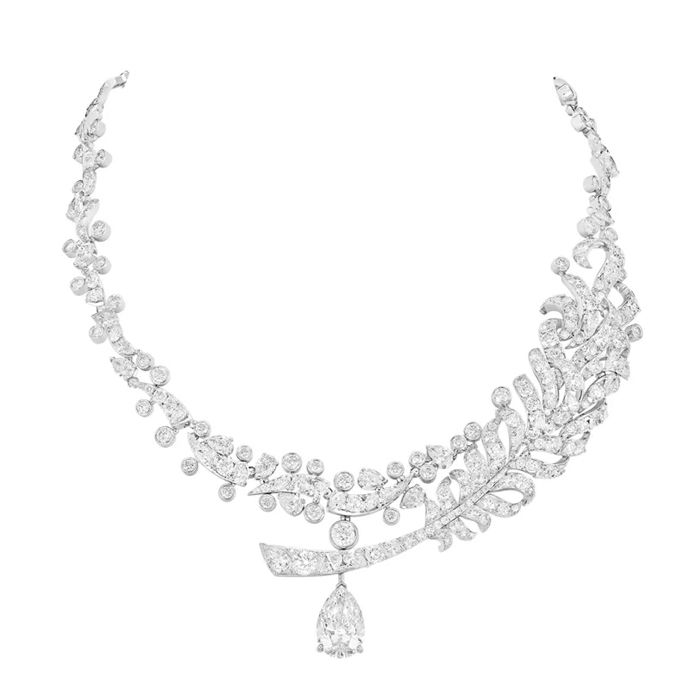 Украшение для головы Plume Singulière De Chanel, асимметричное колье Plume Mademoiselle De Chanel, минималистичное колье Plume De Chanel 