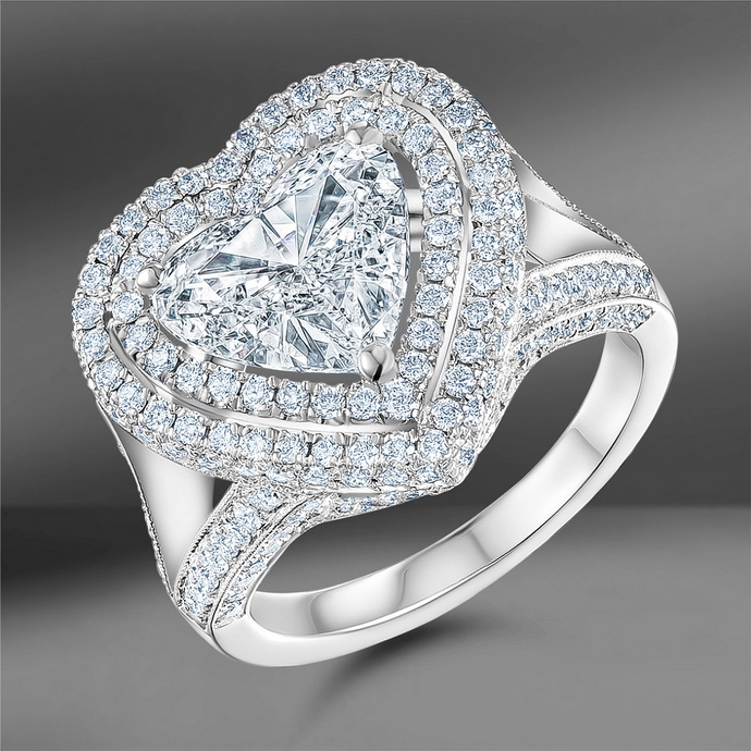 Золотое кольцо Mercury Classic с бриллиантом огранки «сердце» 1.01 Ct и золотое кольцо Emporium Gold с центральным бриллиантом огранки «сердце» 2.60 Ct