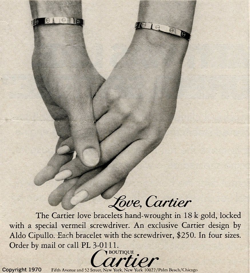 Первая реклама браслета Cartier Love
