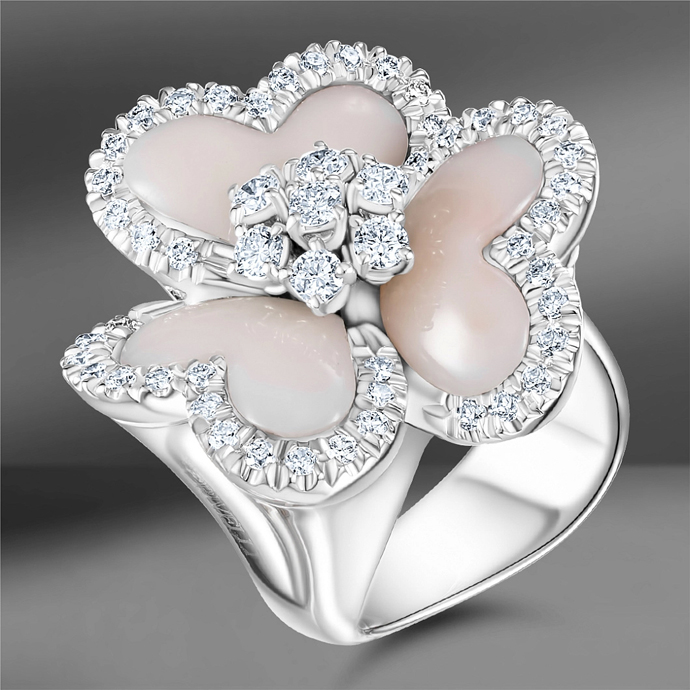 Кольцо Crivelli с кораллом и бриллиантами, серьги Crivelli с топазами и бриллиантами