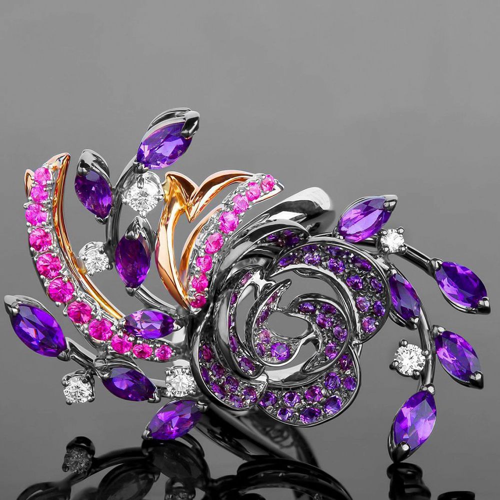 Коктейльное кольцо с драгоценными камнями Damiani Masterpieces Carmen