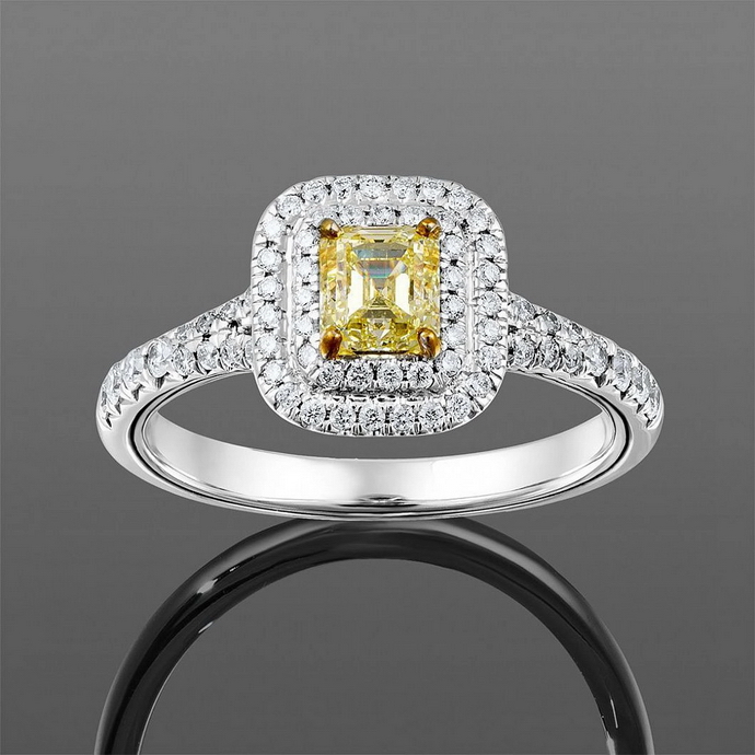 Золотое кольцо Emporium Gold с центральным бриллиантом огранки «ашер» 1.04 Ct