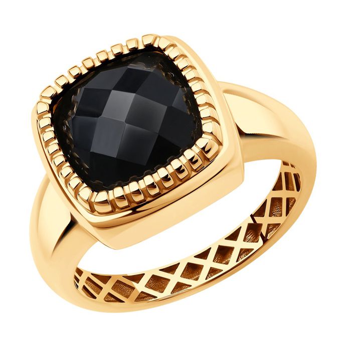 Кольцо из золота с черным угольным агатом и ожерелье из черного агата и пресноводного жемчуга