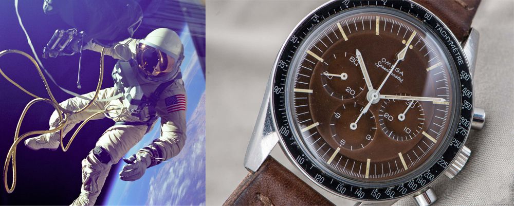 Астронавт Эд Уайт в открытом космосе с Omega Speedmaster ref.105.003 на запястье