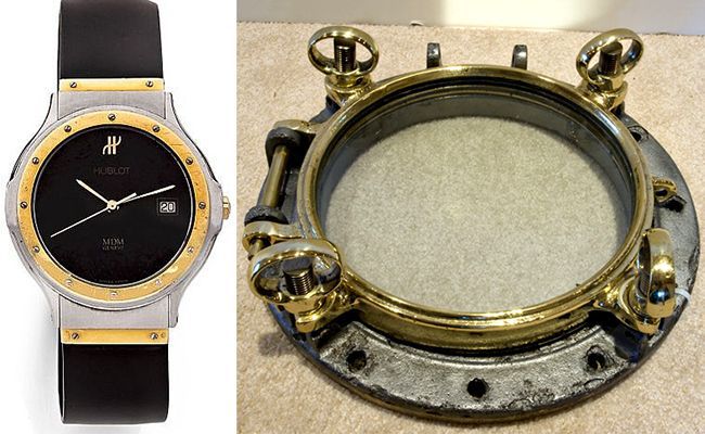 Часы Hublot с корпусом из золота и каучуковым ремешком