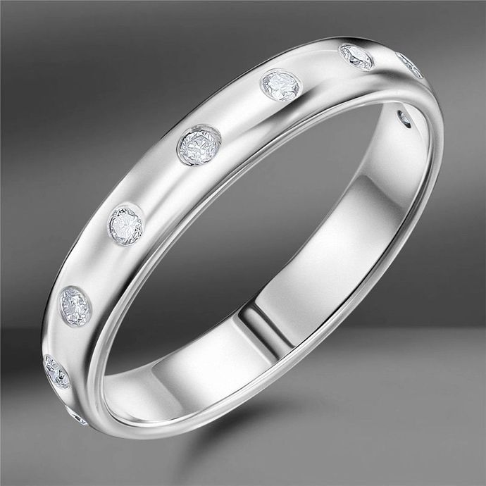 Flush-закрепка и кольцо с бриллиантами, установленными с Flush-закрепкой