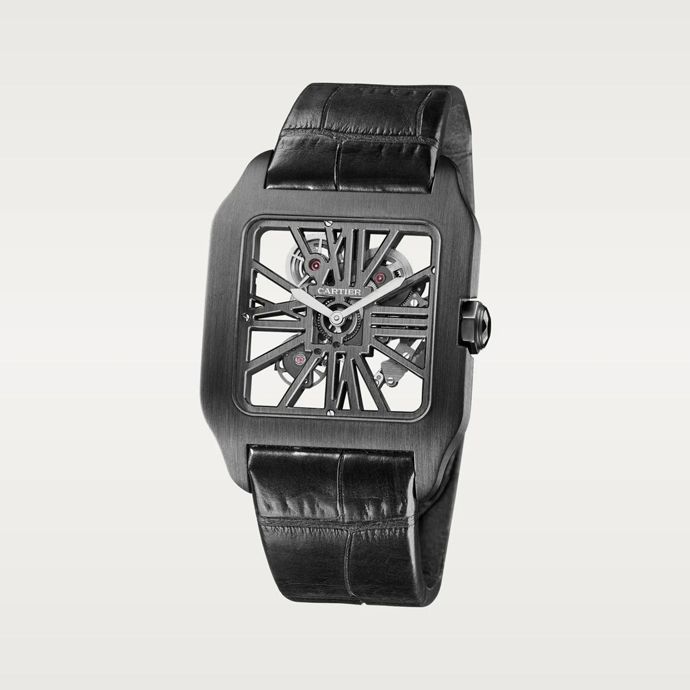 Две скелетонизированные версии часов Cartier Santos-Dumont из белого золота и титана ADLC-покрытием
