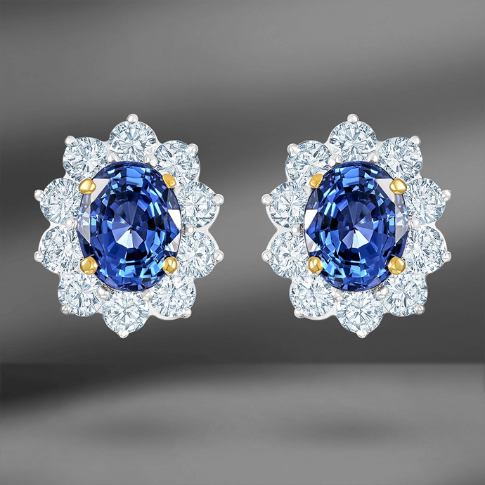 Серьги Emporium Gold из платины с сапфирами и бриллиантами, золотое кольцо Emporium Gold с изумрудом 25.00 Ct и бриллиантами, подвеска Emporium Gold с рубинами, изумрудами и бриллиантами