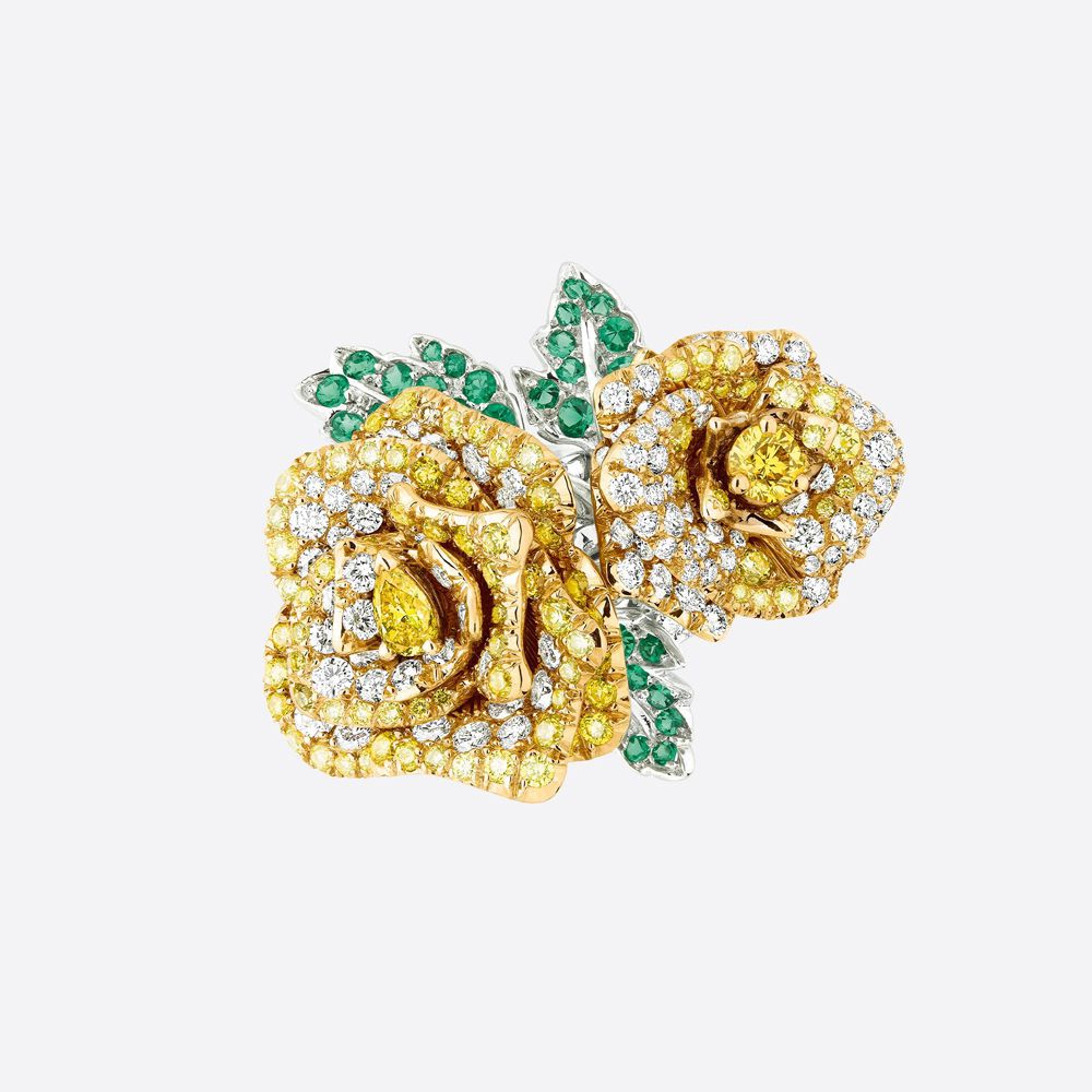 Колье, браслет и кольцо с желтыми бриллиантами из коллекции Rose Dior Bagatelle