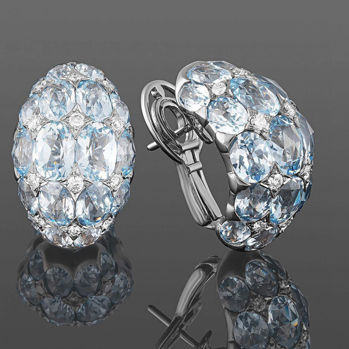 Кольцо Crivelli с кораллом и бриллиантами, серьги Crivelli с топазами и бриллиантами