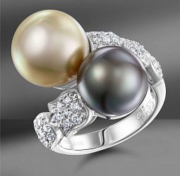 продажа Золотое кольцо с жемчугом и бриллиантами 0.49 Ct в салоне «Emporium Gold»