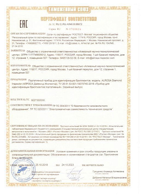 Сертификат соответствия на оборудование