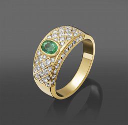 продажа Золотое кольцо с изумрудом и бриллиантами 1.34 Ct в салоне «Emporium Gold»