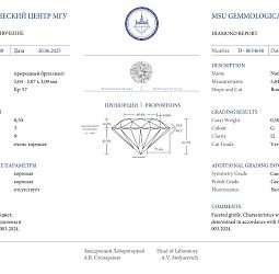 Продажа Природный бриллиант 0.50 Ct, G/I2, "Круг" МГУ 