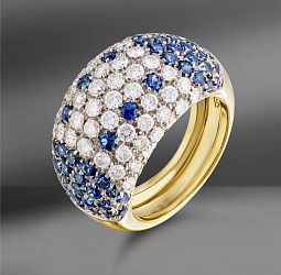 продажа Золотое кольцо с бриллиантами 2.33Ct и сапфирами в салоне «Emporium Gold»
