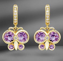 продажа Золотые серьги Bellini с аметистами и бриллиантами в салоне «Emporium Gold»