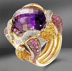 продажа Золотое кольцо с цветными камнями и бриллиантами 1.13 Ct в салоне «Emporium Gold»