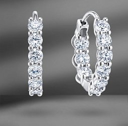 продажа Золотые серьги hoop с бриллиантами 1.44 Ct в салоне «Emporium Gold»