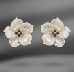 продажа Золотые серьги с перламутром, сапфирами и бриллиантами в салоне «Emporium Gold»