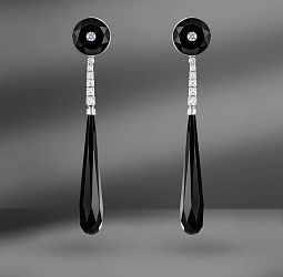 продажа Золотые серьги с ониксом и бриллиантами 0.72 Ct в салоне «Emporium Gold»