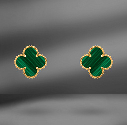 продажа Золотые серьги с малахитом Van Cleef & Arpels Vintage Alhambra в салоне «Emporium Gold»